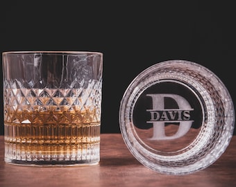 Custom Whiskey Glasses and Coaster in Wooden Gift Box, Groomsmen Gifts, Best Man Gift, Wedding Party Gifts, Bachelor Party Gifts for Men