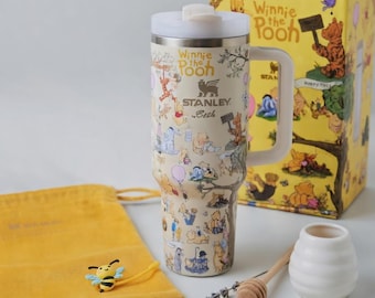 Classic Pooh Stanley Tumbler 40oz, Custom Name Engraved Travel Cup