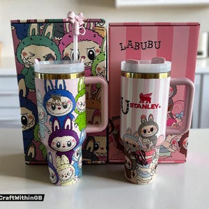 Labubu Anime Tumbler: 40oz Insulated Travel Mug with Straw & Gift Box Cute Cartoon Travel Mug, Kawaii Drinkware, Reusable Cup, Fun Gift