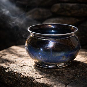 Pottery Flowerpot, Handmade in Canada, black.