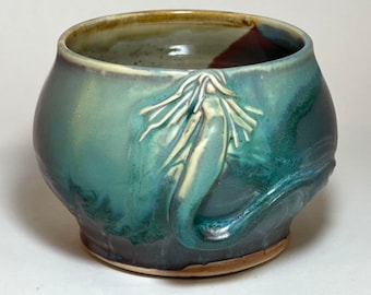 Mermaid Pottery Flowerpot , mermaid design, Free Shipping to Canada and USA