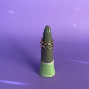 Minted Forest Ring Cone | Handmade Ceramic Ring Cone | Gift For Her | Ceramic Ring Holder Cone | Pottery Ring Cone | Green Ring Tree