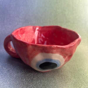 Böser Blick Becher | Handbemalte Keramiktasse | Handgemachte Kaffeebecher | Handgemachte Keramik Evil Eye Becher | Evil Eye Keramik | Böses Auge Geschenkidee