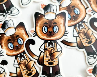 Verbranntes Toastbrot Katzenaufkleber | Vinyl Aufkleber, gestanzter Aufkleber, Süßer Aufkleber, Kawaii Aufkleber, Katzen Aufkleber, Bäckerei Aufkleber, Laptop Aufkleber