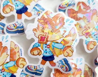 School uniform kindergarten cat sticker | vinyl sticker, die-cut sticker, cute sticker, kawaii sticker , holographic sticker, laptop sticker