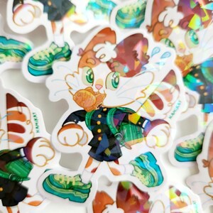 School uniform gakuran cat sticker | vinyl sticker, die-cut sticker, cute sticker, kawaii sticker , holographic sticker, laptop sticker