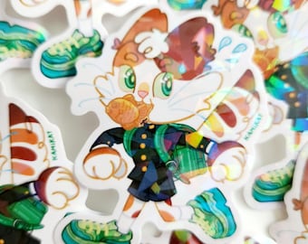 School uniform gakuran cat sticker | vinyl sticker, die-cut sticker, cute sticker, kawaii sticker , holographic sticker, laptop sticker