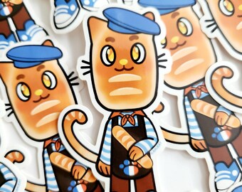 Baguettebrotkatze Aufkleber | Vinyl Aufkleber, gestanzter Aufkleber, Süßer Aufkleber, Kawaii Aufkleber, Katzen Aufkleber, Bäckerei Aufkleber, Laptop Aufkleber