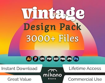 Vintage Design Bundle 3000+ Files (Digital Download - ai, eps, pdf, dxf, png, jpg, psd)