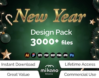 New Year 3000+ SVG Bundle | Festive Icons, Party Graphics (Commercial Use)