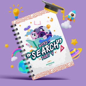 Afdrukbaar woordzoekboek: 100 A4-pagina&#39;s, woordenschatspel voor kinderen (digitale download)