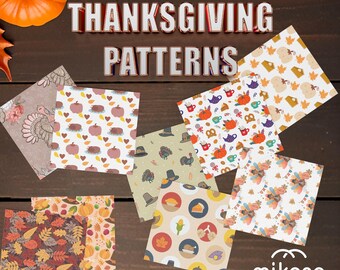 Thanksgiving Digital Paper Pack | 400+ Fall Seamless Patterns (PNG, Commercial Use Bundle)
