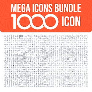 Icons SVG, PNG, PDF Mega Bundle - 1.000 Icons, Icons Canva, lineare Icons Set für Geschäft, Medizin, Medien, Geld, Reisen, sofort Download