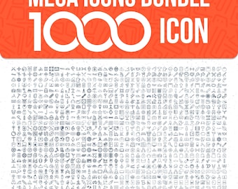 1000 Icons Bundle SVG PNG EPS, Editable Vector Set (Digital Download) P1