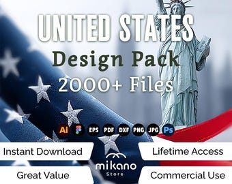 United States Patriotic Design Bundle, 2000+ Graphics (ai, eps, pdf, dxf, png, jpg, psd)