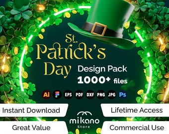 St. Patrick's Day SVG Bundle | 1000+ Lucky Icons, Graphics (Digital Download)