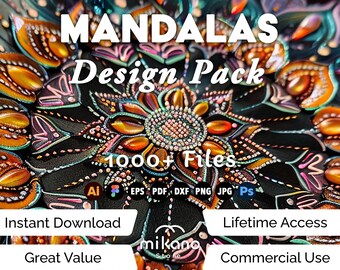 1000+ Boho Mandala Designs Art Pack (ai, eps, pdf, dxf, png, jpg)