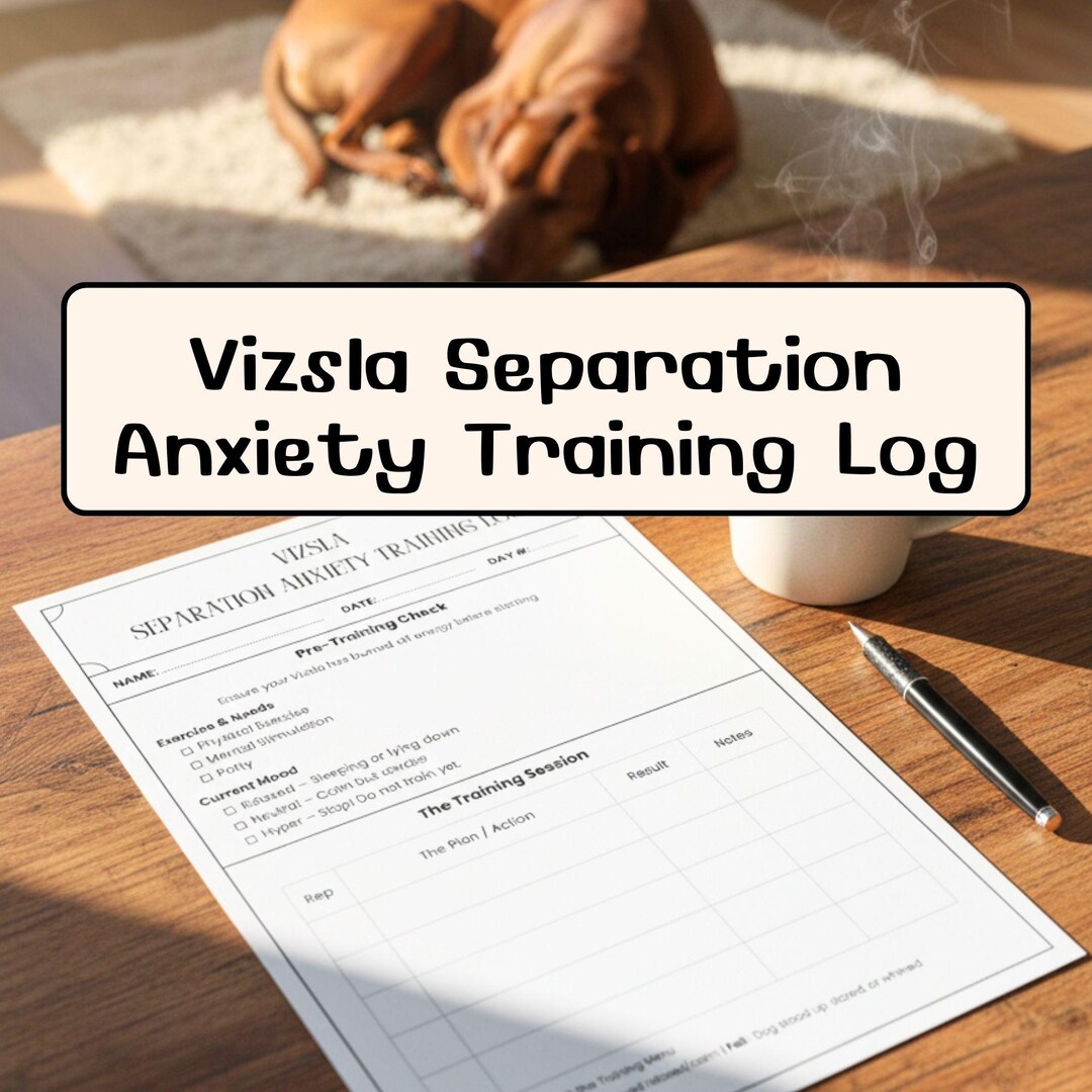 Curated visual reference: Picture Idea: Vizsla Separation Anxiety Training Log Dog Behavior Tracker Pdf