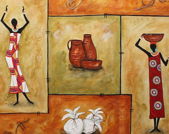 Arte, Hecho a mano, Arte africano, pintura, folk, Arte Latinoamericano "Estilos" Arte Original, Abstracto, Acrílico, Moderno, Por Maite Tobon
