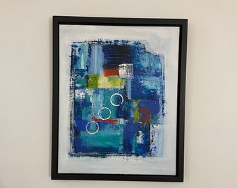 Pintura, Lienzo abstracto, Arte original, Abstracto, Pintura acrílica, Arte, Lienzo de arte mural, Arte de Maite Tobon "azul" 16"W x 20" H