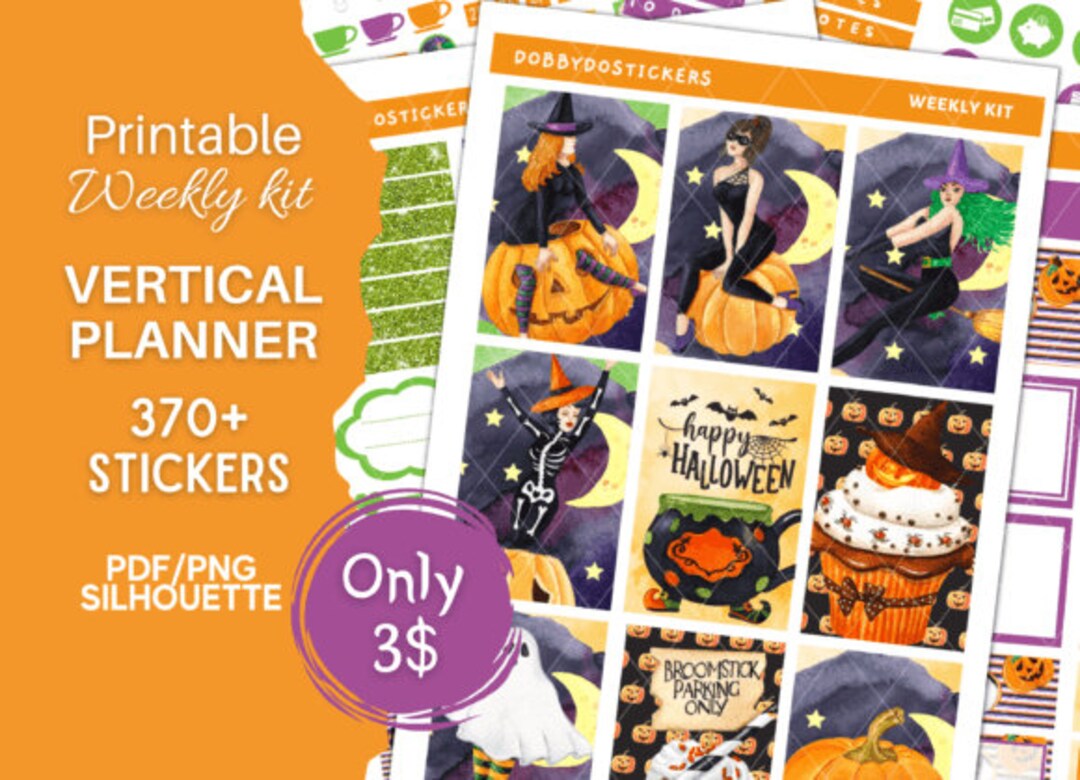 Halloween Planner Stickers, Printable Planner Stickers, October Planner ...