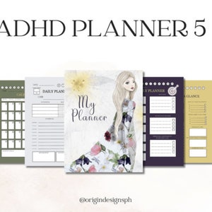 PLR ADHD Planner Digital, Editable Productivity Log Commercial Use, Undated Adult Adhd Workbook Mental Health DFY Journal Template Resell