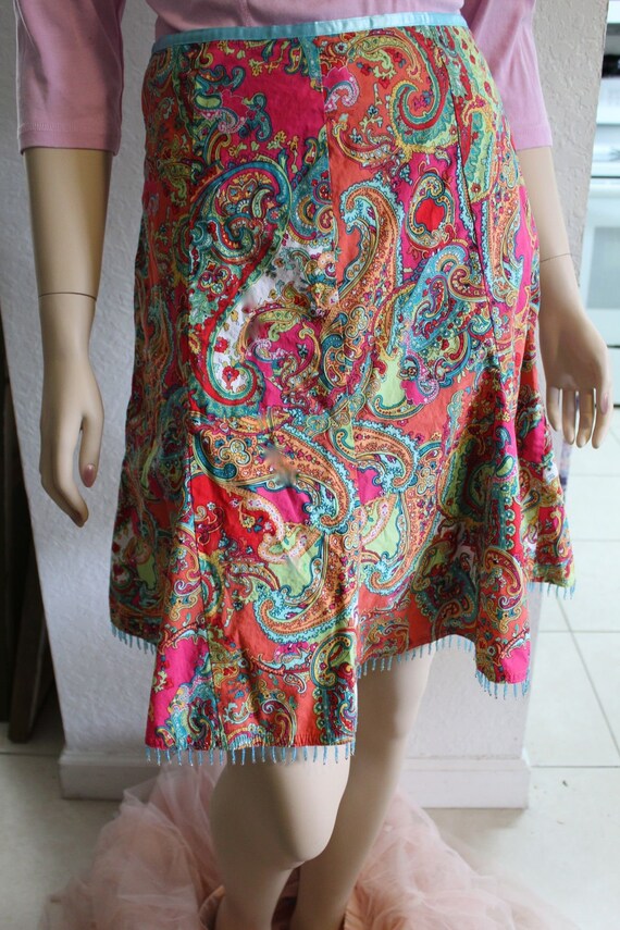 MOD SKIRT Vintage psychedelic 1970's All Cotton Pa