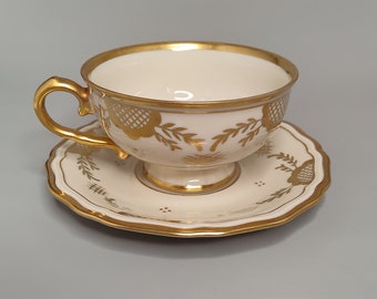 RARE Rosenthal Rosen Thale cup saucer gold trim porcelain handmade abteilung Munchen collectors gift tea coffee cup and saucer gold trim
