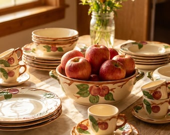Platos de loza con estampado de manzana franciscana, vendidos individualmente, artículos de cocina y mesa vintage, cocina rústica, cocina casera, decoración campestre