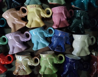 Frankoma GOP Pottery Vintage MUG  Political Mug Good Luck  Ceramic Elephant lucky trunk up Republican Party Gift  Pottery Gift Coffee mug