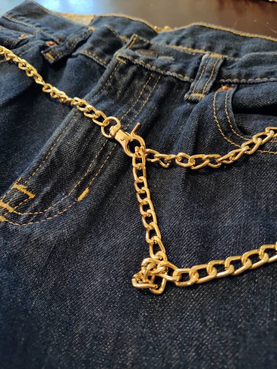Vintage Link chain belt Bright gold heavyweight plate… Gem
