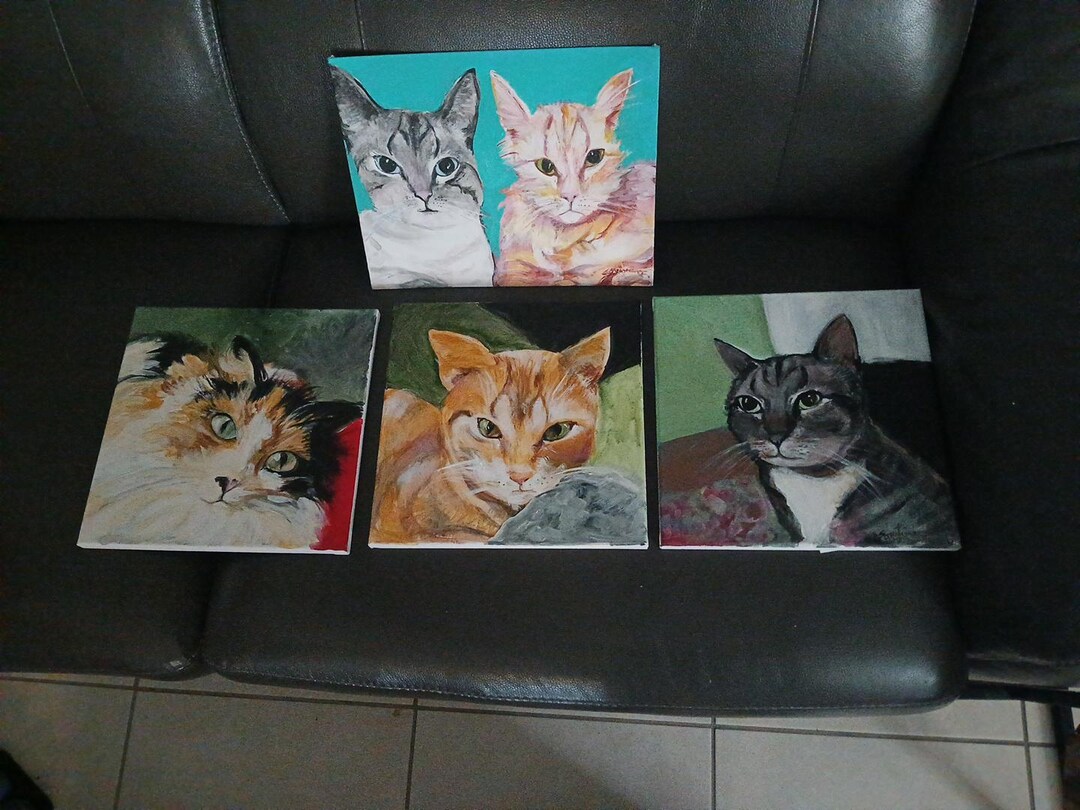 Custom Pet Memorial Portrait: Colorful Acrylic Dog or Cat Painting on Canvas painted from your photo Great Gift