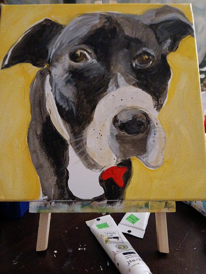 Custom Pet Portrait: Colorful Acrylic Dog or Cat Painting on Canvas ...