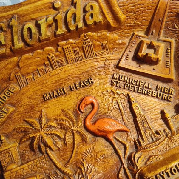 Florida souvenir rectangular bowl by Arrow Tiki Bar decor Tropical decor Flamingo Miami Beach Key West St Augustine Daytona Beach