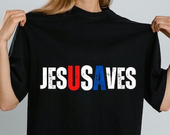 Jesus Saves USA PNG: Christian Patriotic 4th of July Design (Digital Download)