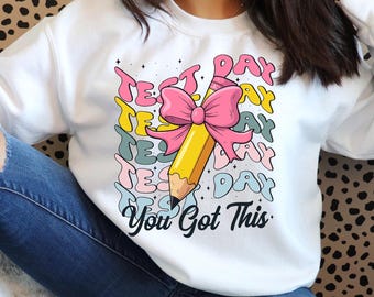 Retro Test Day Teacher Shirt: Pencil Bow Graphic (Digital Download)