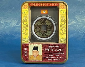 Rare Ming Dynasty Chinese Coin Hongwu First Emperor | Ancient Coin Collectible Gift Set in Display Box | Vintage Keepsake Coin Collectors