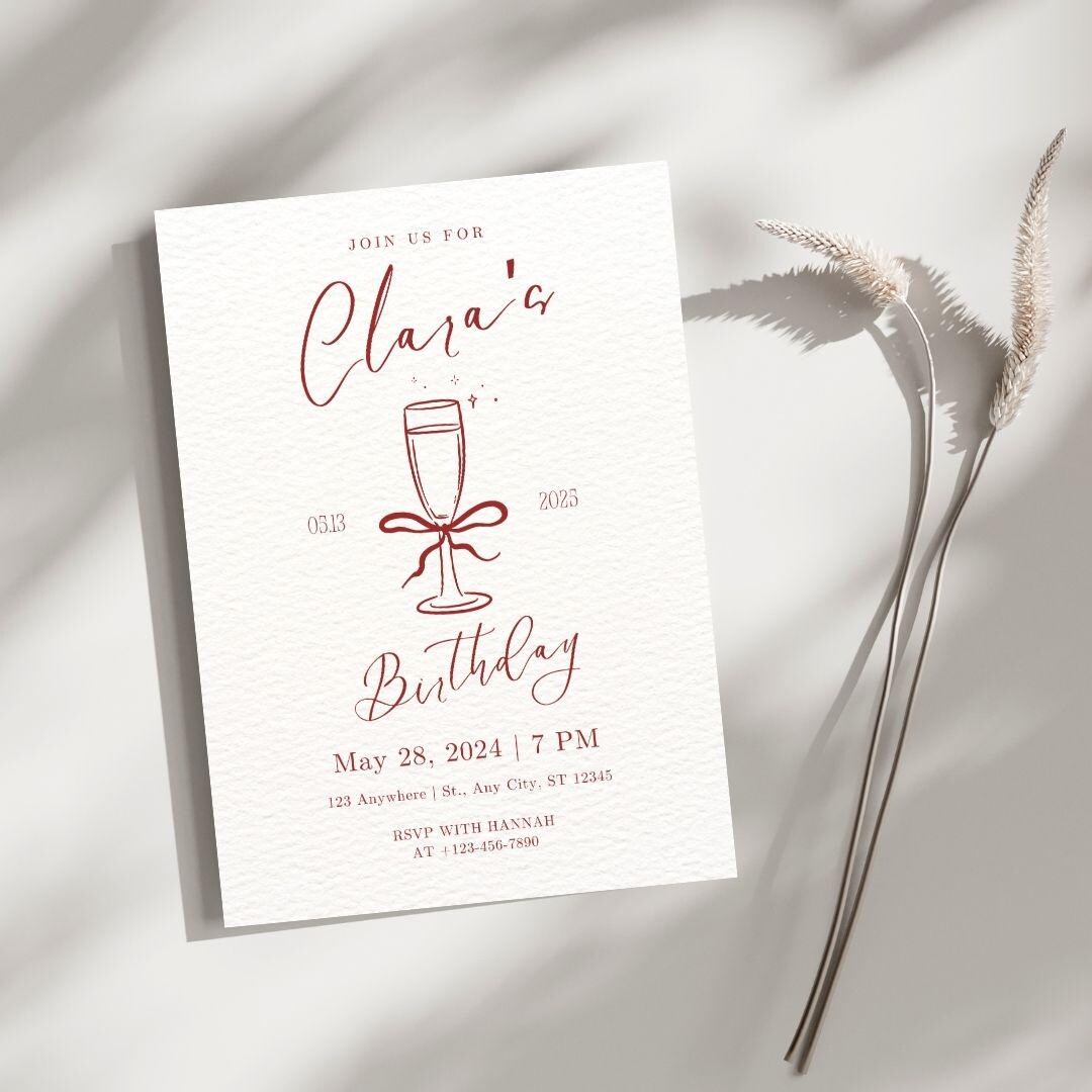 Modern Glamour Birthday Invitation Elegant Chic & Classy Birthday ...