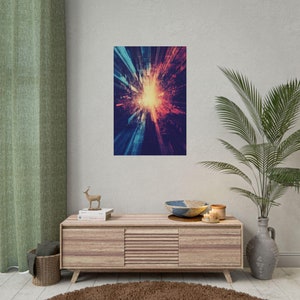 Abstract City Rolled Poster, Red Blue Colorful Abstract Art, Urban Wall Decor, Modern Apartment Print, Office Art Decoration, Unique Gift