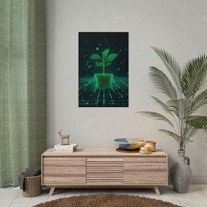 Poster, Tech Company Decor, Binary Code Plant, Coder Gift, Programmer Wall Art, Computer Science Print, Coding Office Decoration