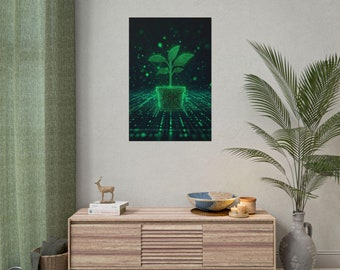 Binär Code Pflanze Giclée Druck, Tech Company Dekor
