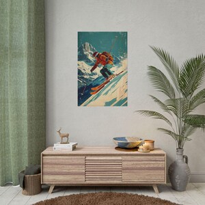 Rolled Posters, Retro Ski Poster, Mountain Skiing Poster, Winter Skiing Poster, Ski Lover Poster, Winter Decor, Vintage Skiing Art Print