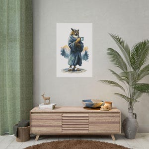 Rolled Posters, Funny Owl Drinking Coffee Early Morning Dad & Owl Lover Poster, Perfect Wall Art Decor, Cute Bird Print, Unique Gift Idea,
