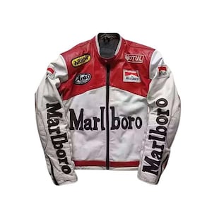 Vintage Marlboro Racing Leather Jacket – Retro Moto Style, Biker Moto Jacket by Raw Hide Rebels
