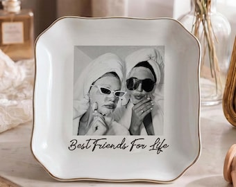 Porta-joias personalizado com foto da melhor amiga, porta-anéis, ideal para convite de madrinha ou presente para ela.