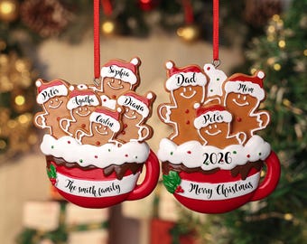 Personalized Resin Family Ornament, Gingerbread Christmas Family Ornament, Gingerbread Family of 2,3,4,5,6 Ornament 2026, Christmas Decor