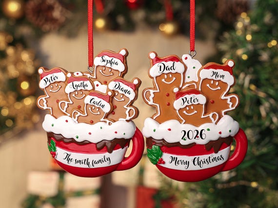 Personalized Resin Family Ornament, Gingerbread Christmas Family Ornament, Gingerbread Family of 2,3,4,5,6 Ornament 2026, Christmas Decor
