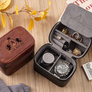Personalized Watch Box for Men,Engraved Watch Box, Leather Travel Watch Case,Travel Watch Storage Box, Travel Jewelry Case,Gift For Him