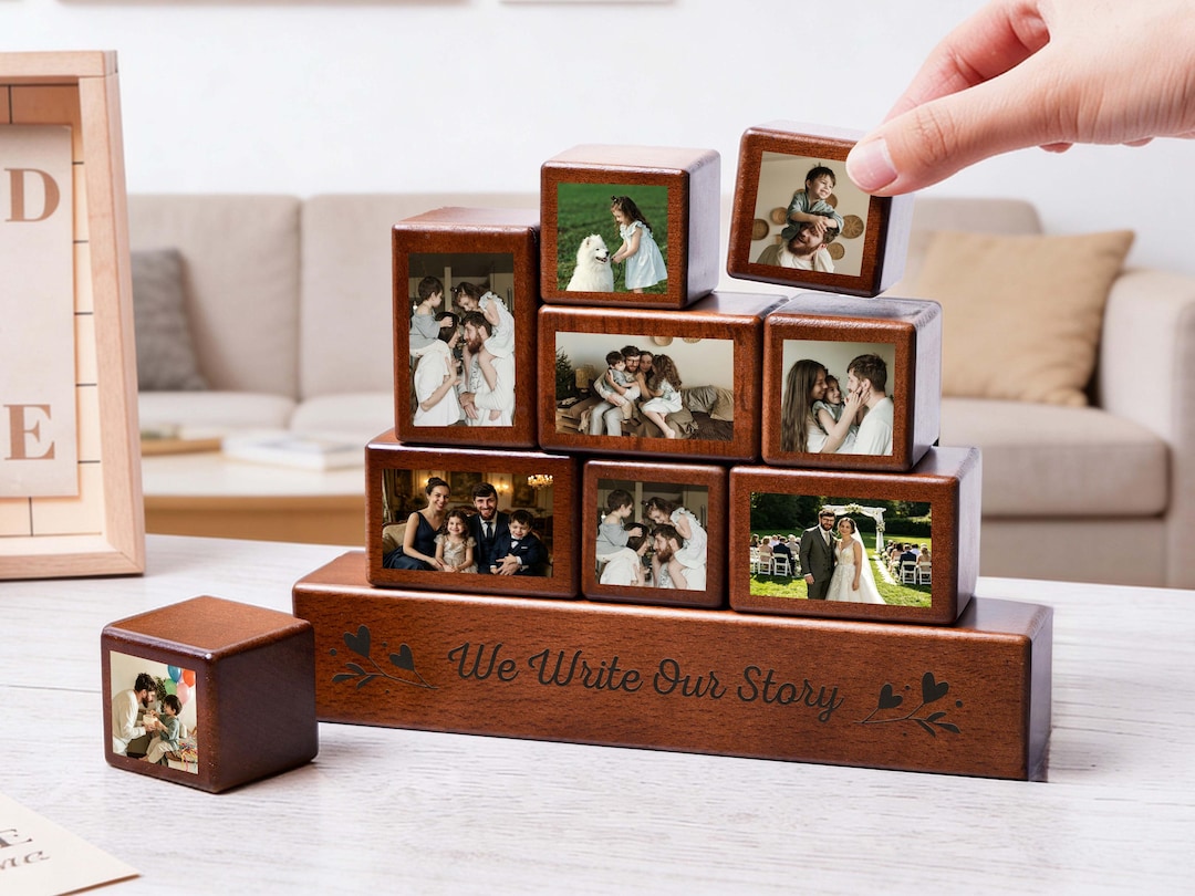 Custom Wooden Photo Blocks Collage,stackable Wood Photo Block Set ...