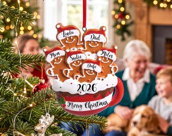Custom Resin Christmas Ornament, Gingerbread Christmas Family Ornament, Gingerbread Family of 2,3,4,5,6 Ornament 2026, Christmas Decor